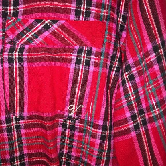 NWT Victoria's Secret Womens Pajama Top Size SP Red Plaid Button Up Long Sleeve - Picture 5 of 7
